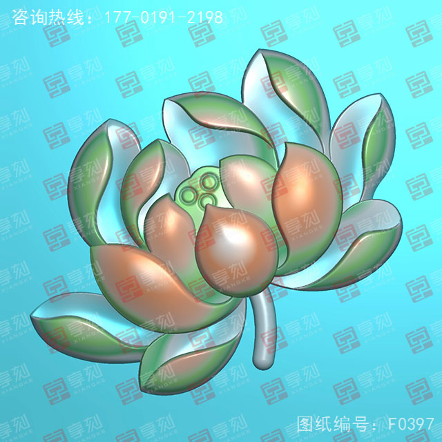 蓮花花件電腦精雕圖紙_五軸雕刻機(jī)廠家