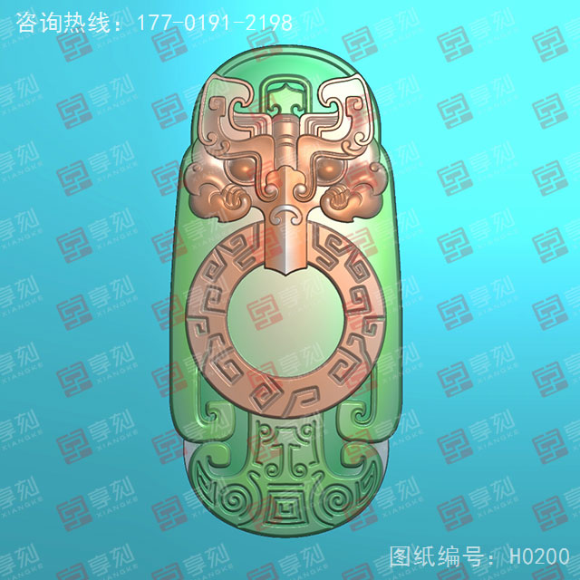 仿古獸吊墜玉石電腦精雕圖紙_五軸雕刻機(jī)廠家