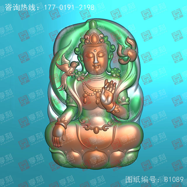 度母觀音牌玉石精雕圖紙_五軸雕刻機(jī)廠家