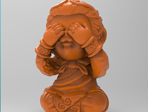 四不猴小擺件不看猴電腦精雕圖_五軸雕刻機(jī)廠家