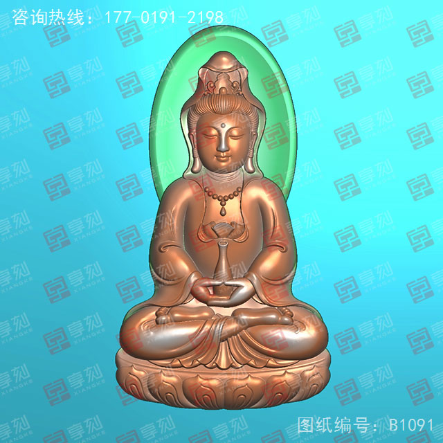 正裝觀音玉石吊墜電腦精雕圖紙_五軸雕刻機廠家