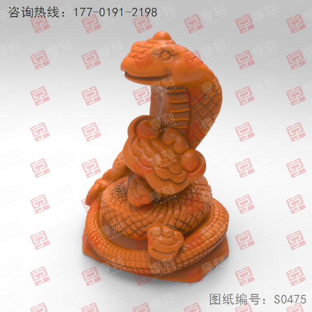 蛇年立體擺件玉石電腦精雕圖紙_五軸雕刻機廠家