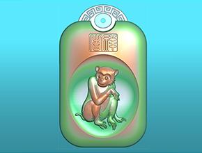 十二生肖猴回紋掛件電腦精雕圖_享刻玉石雕刻機(jī)