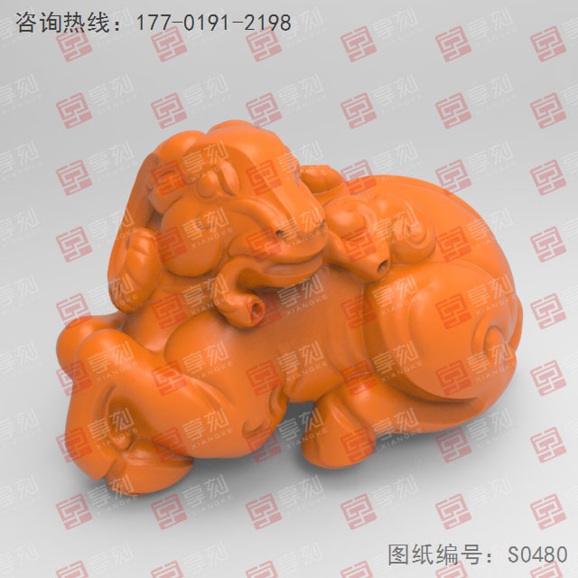 山羊立體擺件玉石電腦精雕圖_享刻五軸雕刻機