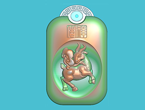 十二生肖羊回紋掛件電腦精雕圖_享刻玉石雕刻機
