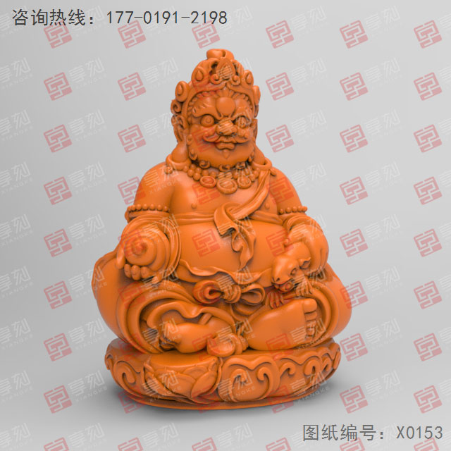 黃財神3d電腦模型圖stl立體_享刻五軸雕刻機(jī)