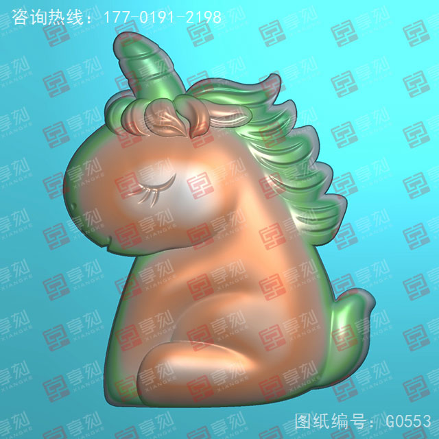 獨(dú)角馬吊墜玉石電腦精雕圖_玉石雕刻機(jī)廠家