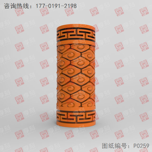 祥云柱吊墜玉石電腦精雕圖_五軸玉石雕刻機(jī)廠家