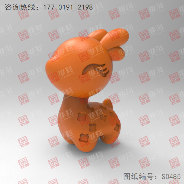 卡通小鹿吊墜玉石電腦精雕圖_五軸玉石雕刻機(jī)廠家