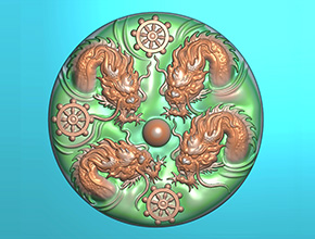 四龍戲珠翡翠玉石玉雕電腦精雕圖_玉石雕刻機(jī)廠