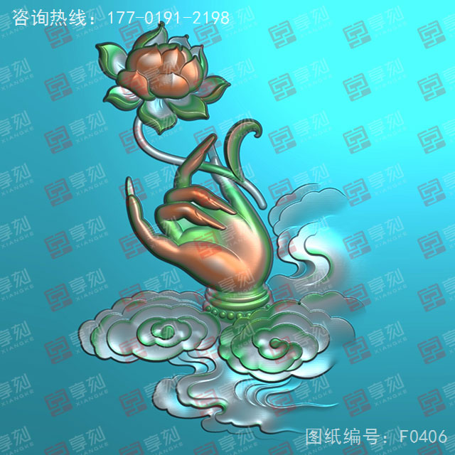 蓮花佛手翡翠玉石玉雕電腦精雕圖_玉石雕刻機(jī)廠家