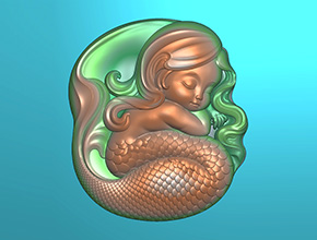 寶寶美人魚吊墜玉石電腦精雕圖_翡翠雕刻機廠家