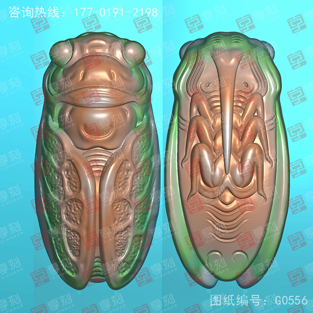 知了吊墜玉石電腦精雕圖_享刻玉石雕刻機