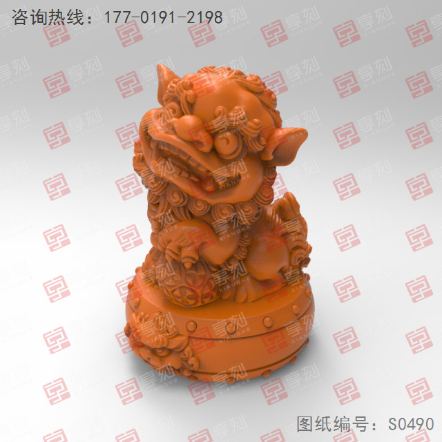 繡球獅子3d模型stl電腦精雕圖_享刻五軸雕刻機(jī)