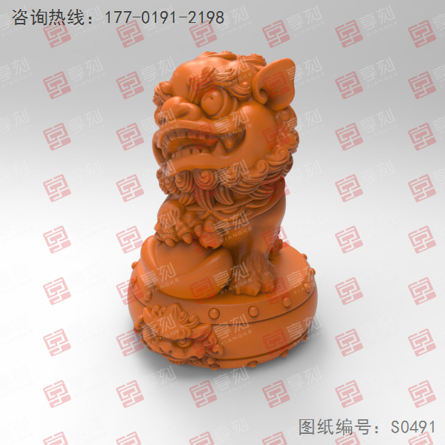 玉寶獅子擺件3d模型stl電腦精雕圖_享刻五軸雕刻機