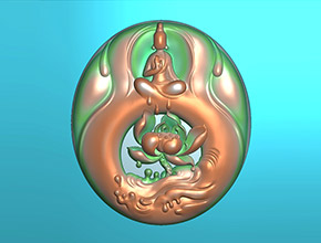 翡翠蓮花觀音吊墜玉雕電腦圖紙_享刻玉石雕刻機