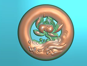 翡翠蓮花吊墜玉雕電腦圖紙_享刻玉石雕刻機