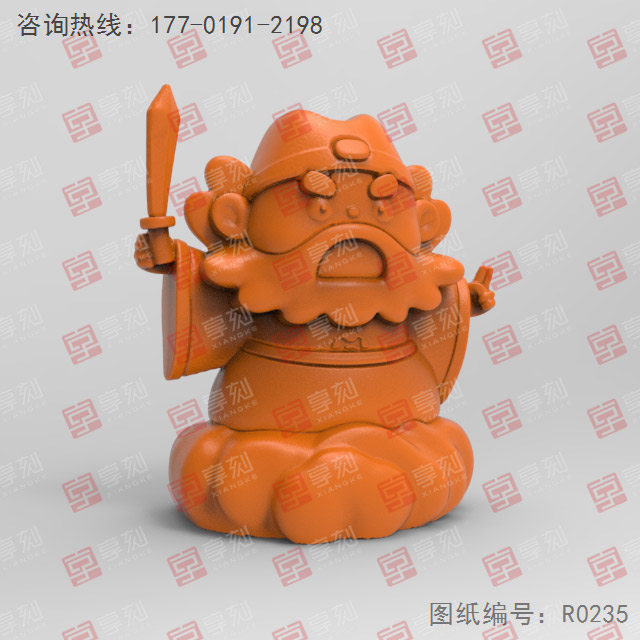 鐘馗砍小人茶寵立體3d模型圖stl_享刻五軸雕刻機