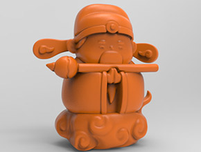 文昌文財神神茶寵立體3d模型圖stl_享刻五軸雕刻