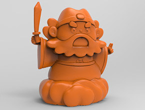 鐘馗砍小人茶寵立體3d模型圖stl_享刻五軸雕刻機