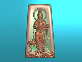 翡翠如意觀音牌玉石雕刻電腦圖紙_享刻玉石雕刻