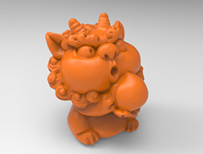 Q版貔貅抱壽桃立體3d模型圖stl_享刻五軸雕刻機(jī)