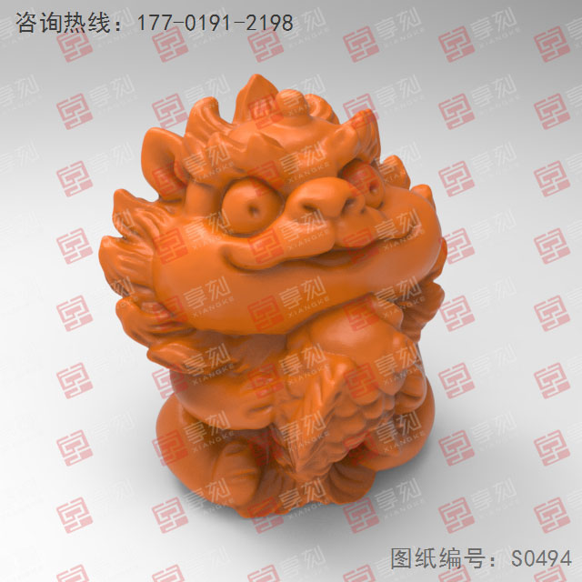 Q版貔貅抱錦鯉立體3d模型圖stl_享刻五軸雕刻機(jī)