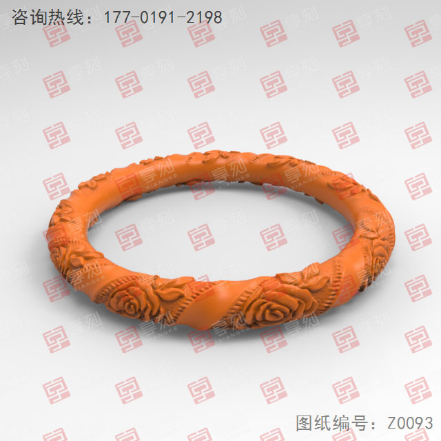玉石金銀浮雕玫瑰花手鐲3d模型圖_享刻五軸雕刻機(jī)