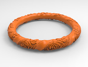 玉石金銀浮雕玫瑰花手鐲3d模型圖_享刻五軸雕刻