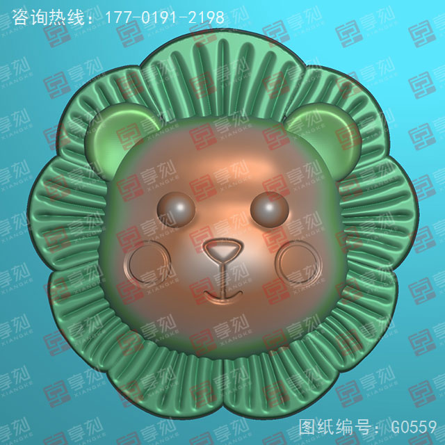 可愛獅子頭玉石雕刻電腦圖紙_享刻玉石雕刻機