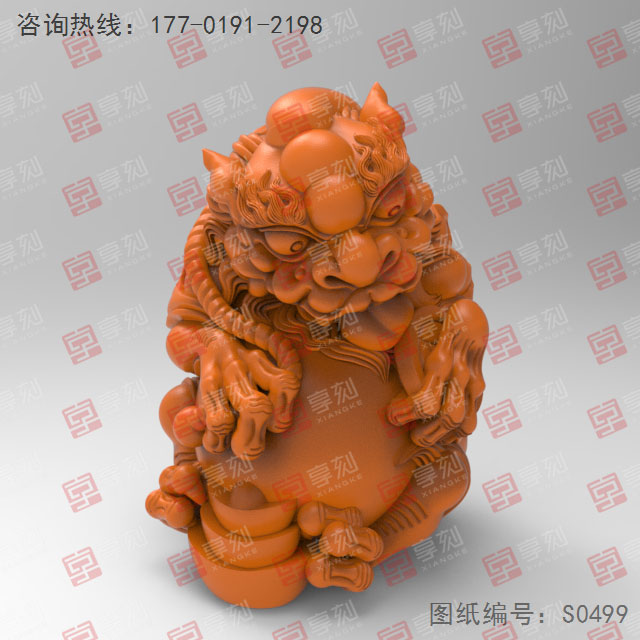 聚財貔貅工藝品3d模型圖stl_享刻五軸雕刻機
