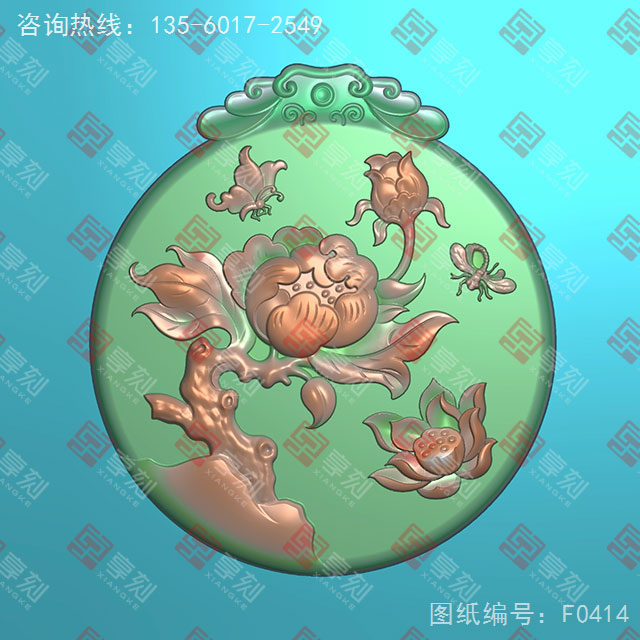 牡丹花吊墜玉石雕刻電腦圖紙_享刻玉石雕刻機(jī)