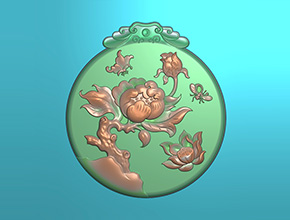 牡丹花吊墜玉石雕刻電腦圖紙_享刻玉石雕刻機(jī)