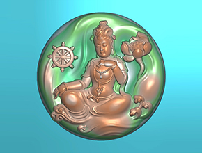 圓牌觀音精雕玉石電腦雕刻圖紙_享刻玉石雕刻機(jī)