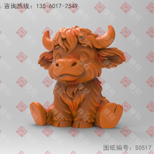 高地牛擺件電腦3d模型圖stl_享刻五軸雕刻機(jī)