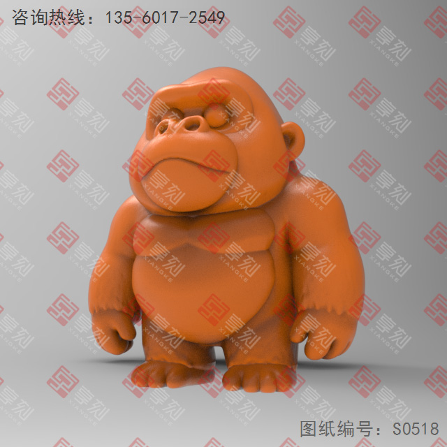 Q版金剛猴電腦3d模型圖stl_享刻五軸雕刻機