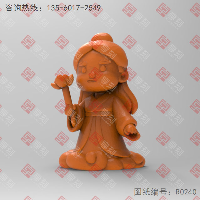 Q版八何仙姑電腦3d模型圖stl_享刻五軸雕刻機(jī)