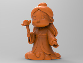 Q版八何仙姑電腦3d模型圖stl_享刻五軸雕刻機(jī)