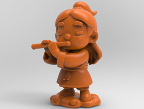 Q版八仙韓湘子電腦3d模型圖stl_享刻五軸雕刻機(jī)