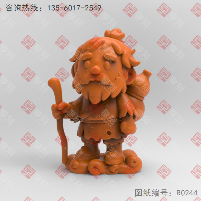 Q版八仙鐵拐李電腦3d模型圖stl_享刻五軸雕刻機