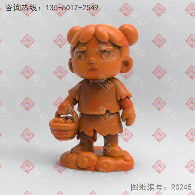 Q版八仙藍采和電腦3d模型圖stl_享刻五軸雕刻機