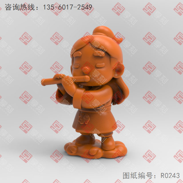 Q版八仙韓湘子電腦3d模型圖stl_享刻五軸雕刻機(jī)