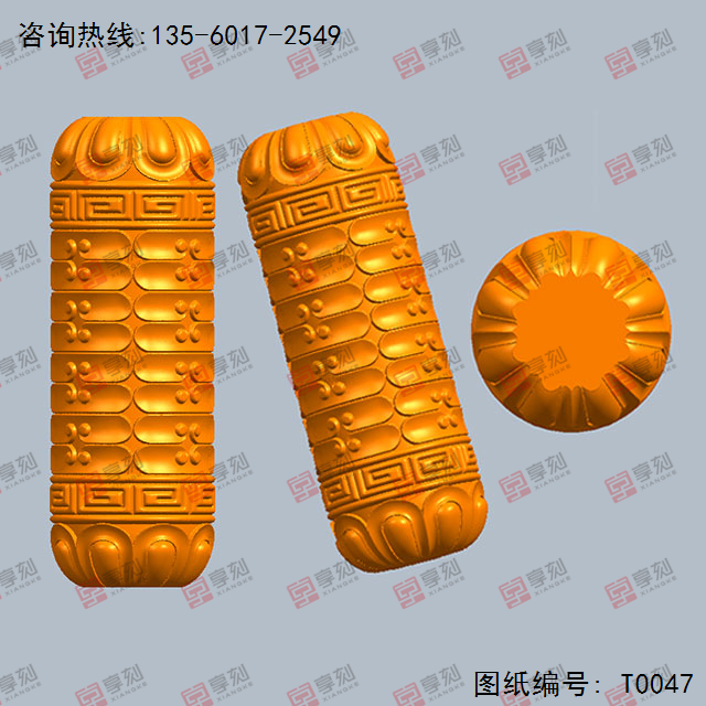 天珠回紋珠桶珠電腦雕刻圖模型立體圖