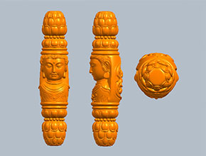 觀音頭蓮花天珠桶珠電腦雕刻圖模型立體圖_享刻