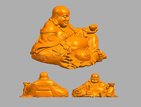 彌勒佛坐托元寶電腦模型精雕圖紙_五軸玉石雕刻