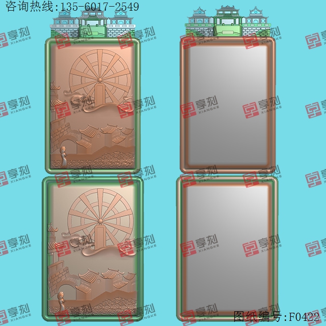 牌形方帶邊框?qū)m殿牌頭電腦圖紙_享刻玉石雕刻機(jī)