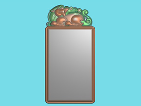 牌形方帶邊框獸頭獅牌頭電腦圖紙_享刻玉石雕刻