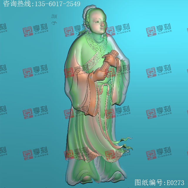 顏子浮雕人物精雕圖紙_享刻玉石雕刻機
