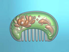 魚(yú)荷花梳子精雕玉石電腦雕刻圖紙_享刻玉石雕刻