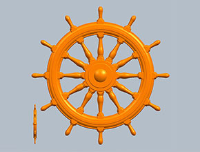 船舵圓雕圖電腦3d模型圖stl_享刻五軸雕刻機